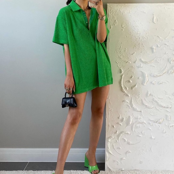 TheOpen product green terry shirt dress size L/XL - Picture 6 of 10